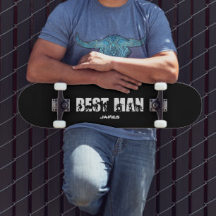 Stylischer Black Retro Typografy Trauzeuge Custom Skateboard