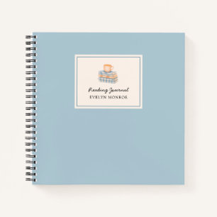 Stylischer blauer Wasserfarbe Bücherstapel Custom Notizbuch
