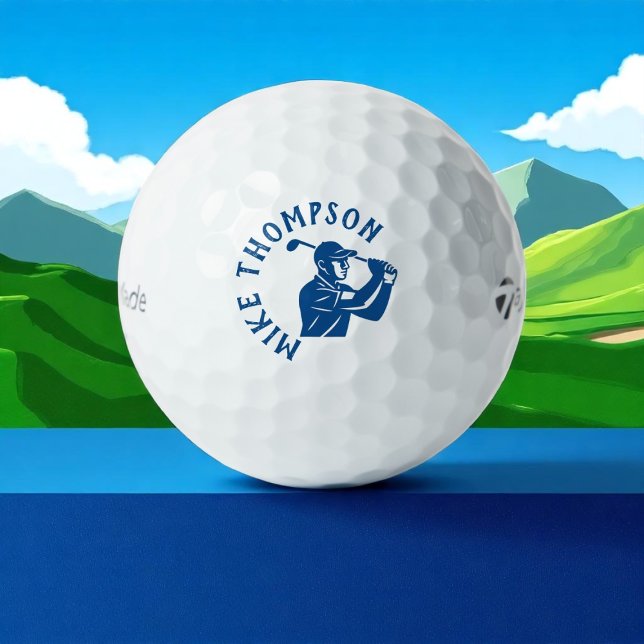 Stylischer Blue Golf Player mit Name Golfball (Von Creator hochgeladen)