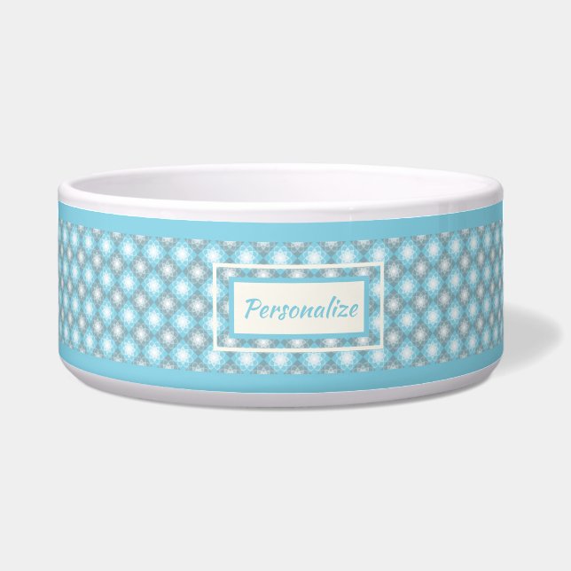 Stylischer Blue Gray Diamond Pattern Cat Dog Napf (Vorderseite)