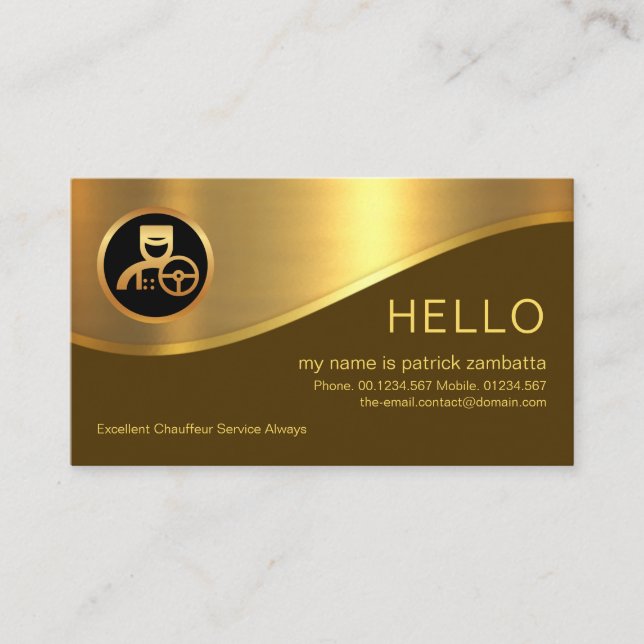 Stylischer braune Schicht Gold Wave Chauffeur Visitenkarte (Vorderseite)