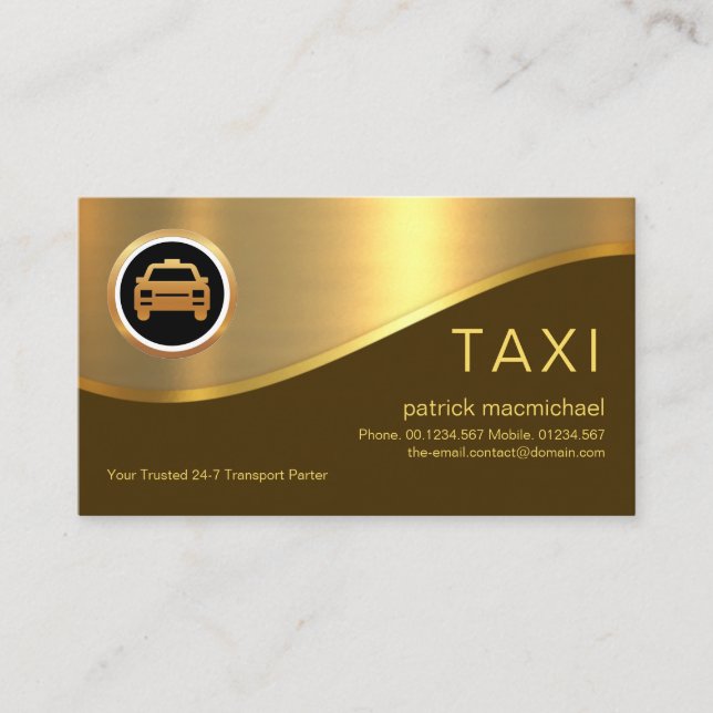 Stylischer Brown Layer Gold Wave Taxi Treiber Visitenkarte (Vorderseite)