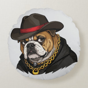 Stylischer Bulldogge Rundes Kissen