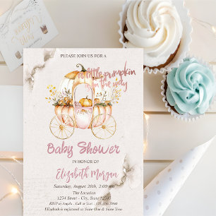 Stylischer Chic-Kürbis-Kutsche-Baby-Party Einladung