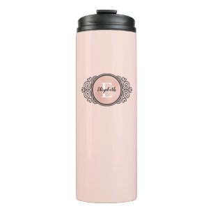 Stylischer Chic Roségold-Monogramm-Wärmebecher Thermosbecher