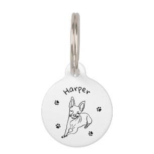 Stylischer Chihuahua: Personalisierter Line-Art-Sc Haustiermarke