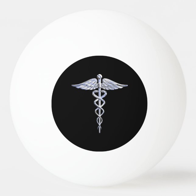 Stylischer Chrome wie Caduceus Medical Symbol Tischtennisball (Vorderseite)
