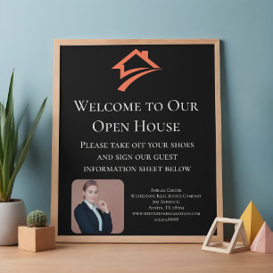 Stylischer einzigartiger schwarzer Immobilienmakle Poster