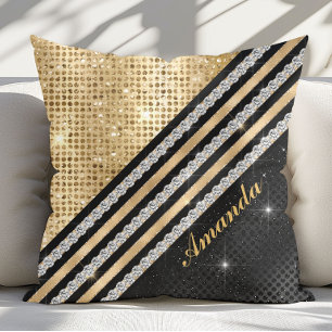 Stylischer falscher Kristall Gold und schwarze Per Kissen