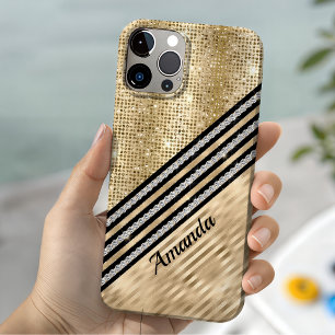 Stylischer falscher Kristall und Gold glitzernder Case-Mate iPhone 14 Hülle