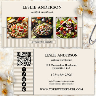 Stylischer Foto Dietitian Nutritionist Health Coac Visitenkarte