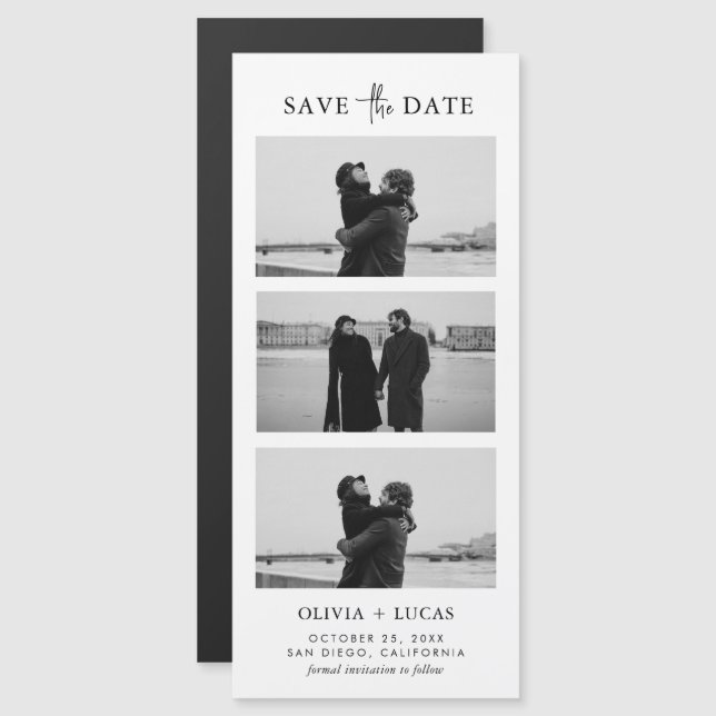Stylischer Foto Strip Magnetic Wedding speichern d Magnetkarte (Vorne/Hinten)