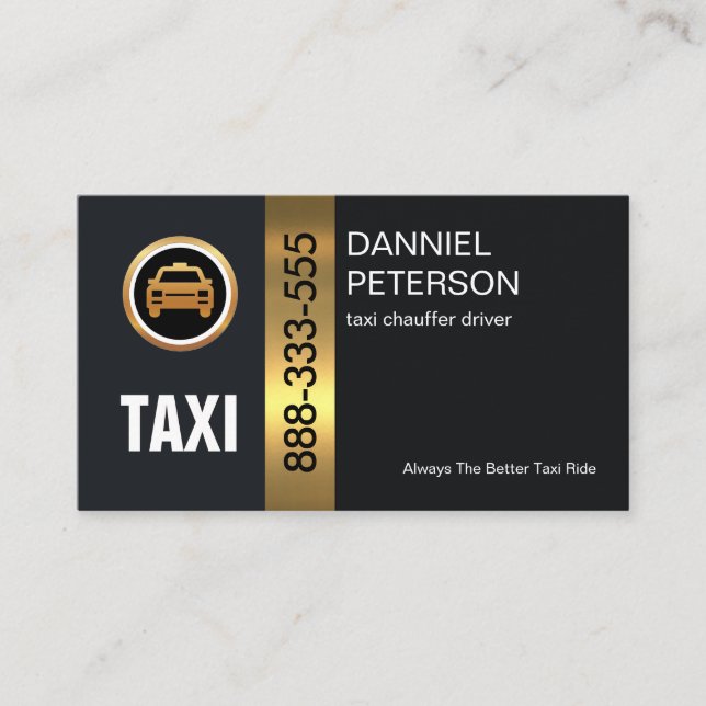 Stylischer Gold Stripe Taxi Fahrer Visitenkarte (Vorderseite)