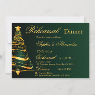 Stylischer goldener Weihnachtsbaum Hochzeit Probe  Einladung