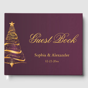 Stylischer goldener Weihnachtsbaum Minimalistische Gästebuch