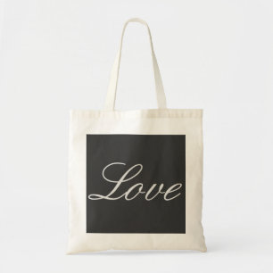 Stylischer grauer Hintergrund Liebe Hochzeit Tragetasche