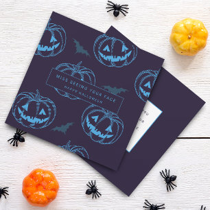 Stylischer Halloween-Kürbis-Fledermaus-Gruß Karte