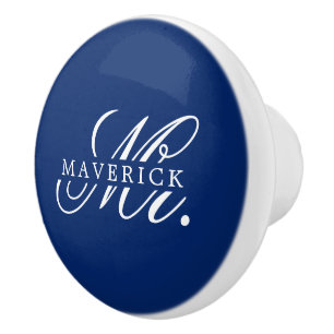 Stylischer Herr und Namensschrift Stylisch Navy Keramikknauf