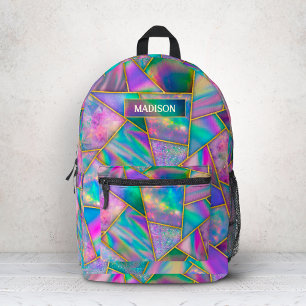 Stylischer holografischer schicker falscher golden bedruckter rucksack