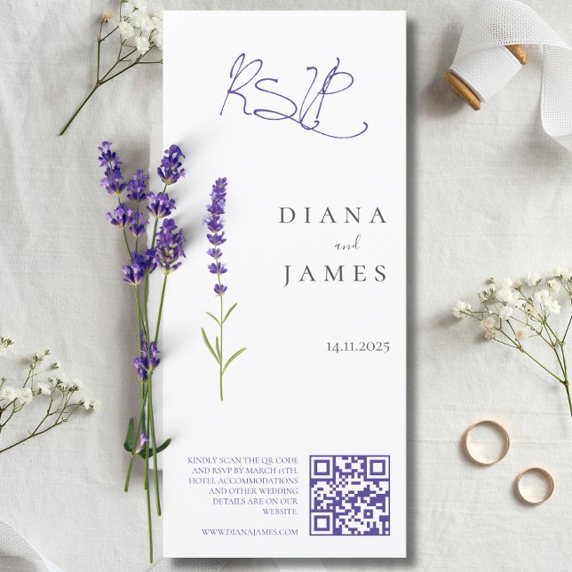 Stylischer Lavender Wedding RSVP QR Code (Stylish Lavender Wedding RSVP QR code)