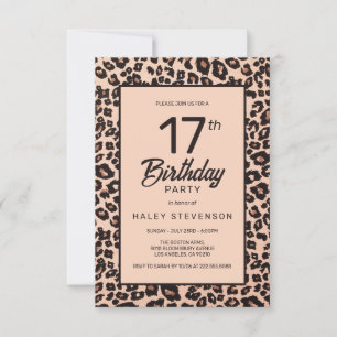 Stylischer Leopard-Tierdruck-Trend zum 17. Geburts Einladung