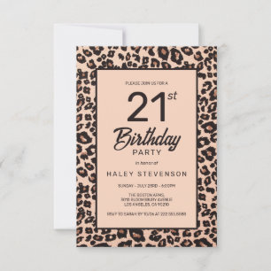 Stylischer Leoparden-Tierdruck-Trend zum 21. Gebur Einladung