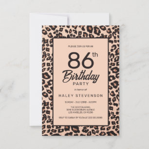 Stylischer Leoparden-Tierdruck-Trendy 86. Geburtst Einladung