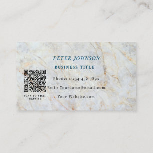 Stylischer Look Name Anpassen Weiße Marmor QR-Code Visitenkarte
