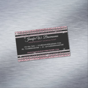 Stylischer Mädchenhafter Rosa Eleganter Diamant Lu Magnetische Visitenkarte