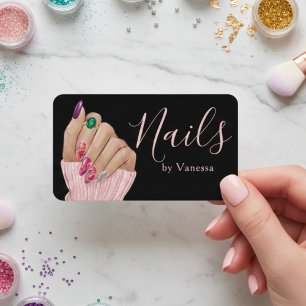 Stylischer Maniküre-Künstler Nageltechniker Pink Visitenkarte