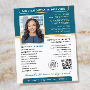 Stylischer mobiler Notariatsdienst Foto Teal Gold Flyer