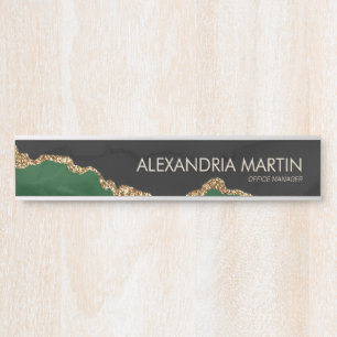 Stylischer moderner grüner Gold-Glitter-Schwarzmar Türschild