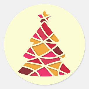 Stylischer moderner Kunst-Weihnachtsbaum Runder Aufkleber
