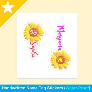 (Stylischer Monogramm-Sonnenblume) Personalisierte Aufkleber