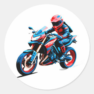 Stylischer Motorradfahrer Runder Aufkleber