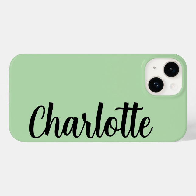 Stylischer Name Moderne Minimal Mint Green Case-Mate iPhone 14 Hülle (Rückseite (Horizontal))