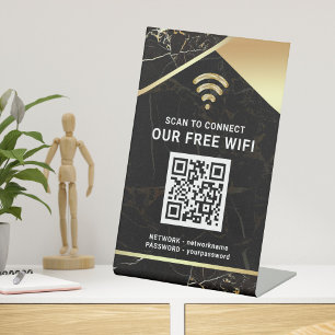 Stylischer personalisierter QR-Code-WLAN-Netzwerk- Sockelschild