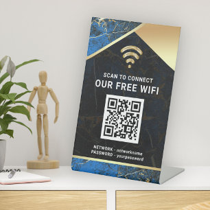 Stylischer personalisierter QR-Code-WLAN-Netzwerk- Sockelschild