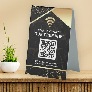 Stylischer personalisierter QR-Code-WLAN-Netzwerk- Tischaufsteller