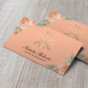 Stylischer Pfirsich-Blumen-Hairstylist-Schönheitss Visitenkarte