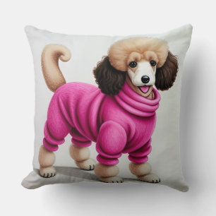 Stylischer Pudel mit Rosa Kissen