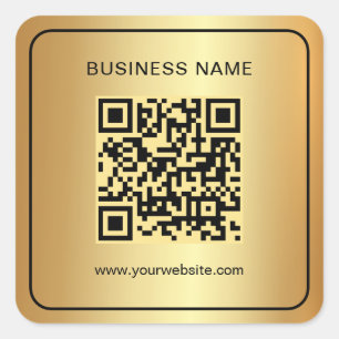 Stylischer QR-Code für Black & Gold Scan Quadratischer Aufkleber
