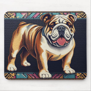 Stylischer Realistischer Bulldog mit einem farbenf Mousepad