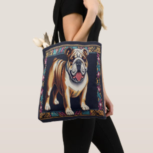 Stylischer Realistischer Bulldog mit einem farbenf Tasche