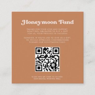Stylischer Retro-Brauner-Zucker-Honeymoon-Fonds QR Begleitkarte