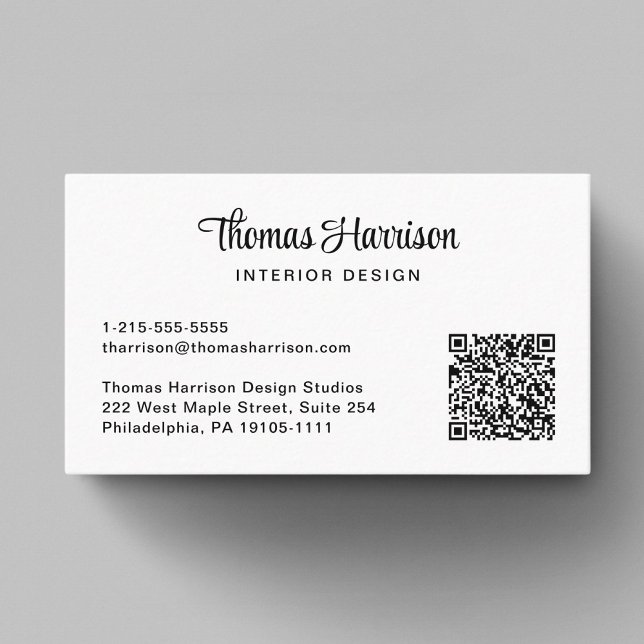 Stylischer Script Beruflich QR Code Visitenkarte (Capture attention, make connections, and leave a lasting impression with our modern QR business card)