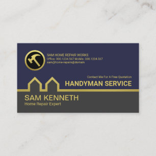 Stylischer Simple Gold Gebäude Line Handyman Servi Visitenkarte