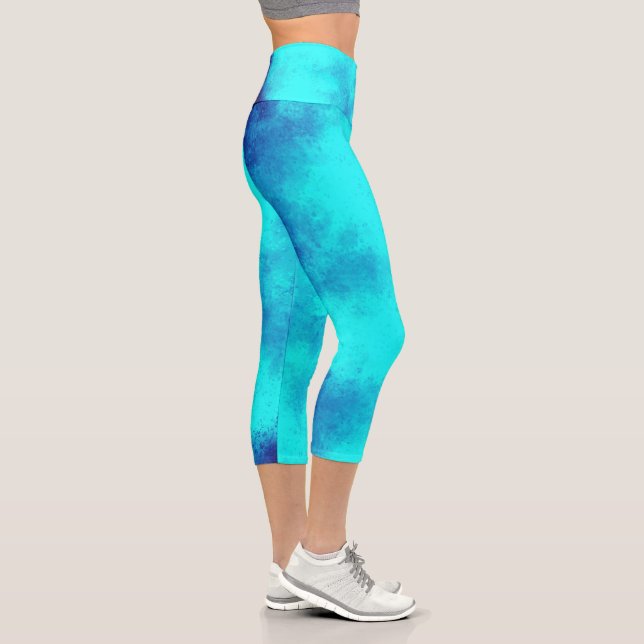 Stylischer Storm Cloud-Effekt Blau Capri Leggings (Rechts)