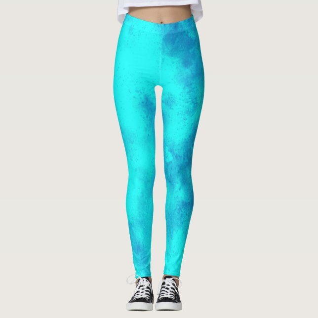 Stylischer Storm Cloud-Effekt Blau Leggings (Vorderseite)