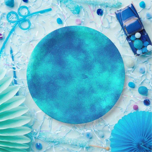 Stylischer Storm Cloud-Effekt Blau Pappteller (Party)
